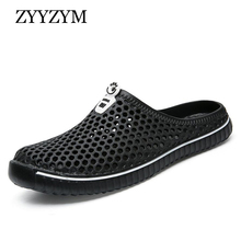 Zyyzym chinelos masculinos de verão, chinelos ocos, respiráveis para homens, uso externo, sapatos casuais para casal, sandália de praia, tamanhos grandes 2024 - compre barato