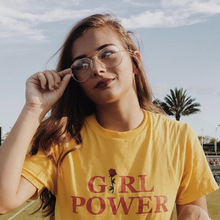 GAAJ футболка «GIRL POWER», женская модная футболка, женская футболка с круглым вырезом, свободная одежда, с коротким рукавом, для влюбленных, VM259 # 2024 - купить недорого