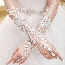 Elegant Women Lace wedding Gloves Fingeless Elbow Long Bridal Gloves Fingerless Lace Wedding Accessories 2019 2024 - buy cheap