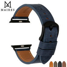 Maikes pulseiras de relógio para apple faixa 44mm 40mm 42mm 38mm série se 6 5 4 3 2 iwatch banda qualidade couro vaca apple pulseira de relógio 2024 - compre barato