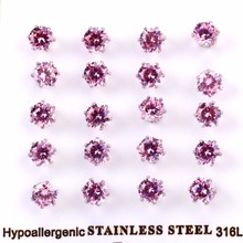 LUXUKISSKIDS 10pairs/lot 3-10mm Small Stud Earrings Fashion Pink Zircon Earrings Set For Women Girl Baby Wholesale Jewelry 2024 - buy cheap