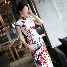 Traditional Chinese Dress Maxi Qipao Print Plum Blossoms Short Sleeve Sexy Oriental Dress Ao Dai Vietnam Cheongsam Dress DD1890 2024 - buy cheap