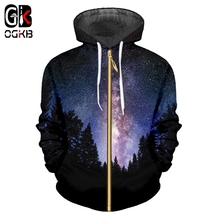 OGKB Zipper Hoodies Women Autumn Spring Warm Hooded Tracksuits Cool Print Nightfall Space 3d Sweatshirt Hoodie Plus Size 6XL 2024 - buy cheap