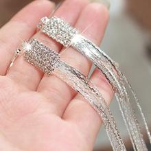 Women's Square Rhinestone Drop Long Tassels Chain Dangle Party Linear Earrings fashion 2024 - buy cheap