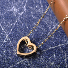 Hollow Heart Pendants Link Chain Necklaces For Women Gold Silver Color Stainless Steel Color Charm Choker Jewelry Accessories 2024 - buy cheap