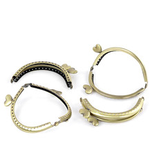 2Pcs Bronze Tone Double Hearts Metal Arch Frame Kiss Clasp Lock Handle Purses Bags Parts Accessories 8.6x5.3cm 2024 - buy cheap