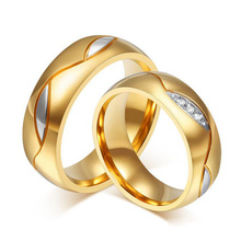 Anel de casamento de titânio preto anel de anel de casamento de aço inoxidável para o amante 2024 - compre barato