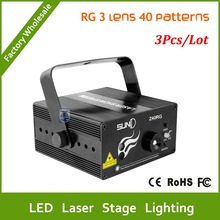 DHL envío gratis 3 uds 3 lentes 40 patrones LED proyector láser efecto de iluminación de escenario remoto 3W azul para DJ Disco Party Club láser 2024 - compra barato