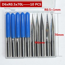 6mm*10degree*R0.5*70L,CNC carbide End Mill,woodworking insert router bit,Taper ball nose end milling cutter,deep relief,pvc,MDF 2024 - buy cheap