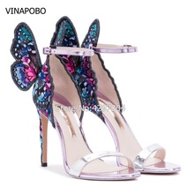 Wedding Shoes Women Embroidered Butterfly Angel Wings Sandals Open Toe Ankle Strap High Heels Gladiator Stilettos Party shoes 2024 - buy cheap