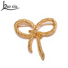 2019 new Luxury fashion retro gold Bowknot Bow Tie big Brooch For Women Brooch Pin Party Gift Girl Jewelry 2024 - buy cheap