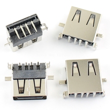 100pcs USB 4 Pin Female Socket Right Angle PCB Connector 2024 - buy cheap