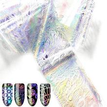 Голографическая фольга для ногтей 4*100 см, Рождественская 3D переводная наклейка, переводки для маникюра и дизайна ногтей, водная горка 2024 - купить недорого