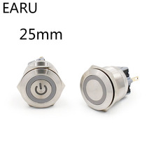 25mm Stainless Steel Metal Push Button Switch Led Lamp Light Ring Power Mark Momentary Latching Fixation 6 Pin Car Switches 12V 2024 - buy cheap