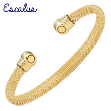Escalus bracelete magnético unisex cor dourada, poderoso berloque de cobre, pulseira de beleza, joia dourada, presente 2024 - compre barato