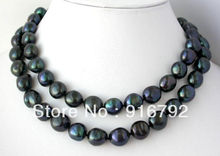 free shipping >>>>>NEW 35" 9-10mm nature baroque black freshwater pearl necklace AAA 2024 - buy cheap