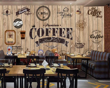 Beibehang personalizado papel de parede de madeira sombreamento retro coffee shop etiqueta fundo restaurante mural tv fundo da parede 3d 2024 - compre barato