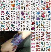 5 Листов Комплект 3D Flash Татуировки 190x90 мм Красочные Водонепроницаемые Tatuagem DIY Наклейки Цветок Перо Татуировки Рукав ноги B3DLOT2 2024 - купить недорого
