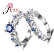 Par de anillos de cristal azul claro para mujer, joyería de moda para fiesta y boda, anillos de plata de ley 925 para pareja, Envío Gratis 2024 - compra barato