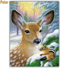 Diamond painting cross stitch Home Decor animal Square\Round diamond mosaic Full Diamond embroidery Snow pine squirrel sika deer 2024 - buy cheap