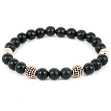 New CZ Bracelet Fashion Pulseira Masculina Christmas Gift Charm Men Jewelry Elastic Natural Stone Matte Onyx Beads CZ Bracelet 2024 - buy cheap