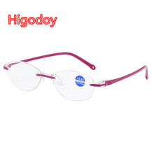 Higodoy óculos de leitura ultraleve sem aro, vintage, lente transparente anti-azul-ray para computador + 1.0 + 2.0 2024 - compre barato