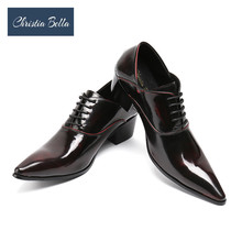 Christia Bella Plus Size Men High Heels Oxfords Leather Wedding Shoes Formal Business Dress Shoes for Men 2024 - buy cheap