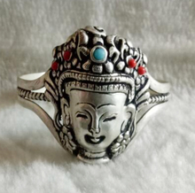 hot sell new - Wholesale  Handcrafted Tibetan silver turquoises or coral Buddism bracelet cuff shipping free 2024 - buy cheap