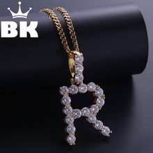 THE BLING KING A Row Of Zircon Bubbles Initial Letter Pendant Necklace Iced Out Cubic Zirconia Mens Women Jewelry 2024 - buy cheap