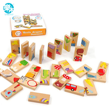Children's Wooden Toys board game High-grade 28 pieces Beech Wood Domino Solitaire Early Learning Cognitive Educational Toys 2024 - buy cheap