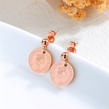 Classic Vintage Style Top Quality Stainless Steel Rose Gold Color Coin Decorating Hanging Earings for Woman Fashion Jewelry Gift 2024 - buy cheap