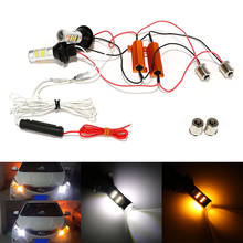 LEEPEE 2Pcs/Set 2 In 1 LED Car DRL Daytime Running Lights Auto Turn Signal Light 1156 42 LEDs DC 12V Car-styling 2024 - buy cheap