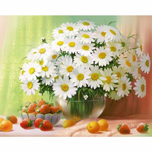 Pintura de diamantes 3D DIY, punto de cruz, margaritas blancas, bordado Floral de cristal, flor decorativa para el hogar 2024 - compra barato