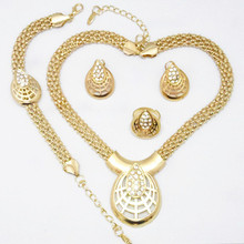 Elegant Gold Color Fashion Wedding Birdal Dress Jewelry Set,Necklace,Earrings,Bracelet,Ring 2024 - buy cheap