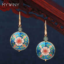 MYWINY-pendientes de esmalte de mariposa de cobre, pendientes de esmalte, vintage, flores, simples, 2 colores, nueva moda 2024 - compra barato