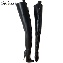 Sorbern Extreme Long Boot Custom 95Cm Crotch Thigh High Boots Women  Lace Up 18Cm Stiletto Boots Personalized Shaft Calf Width 2024 - buy cheap