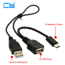 USB-C Тип Type-C USB 3,1 к USB 2,0 Женский OTG кабель для передачи данных с Мощность для сотового телефона и Новый Macbook Pro 2024 - купить недорого