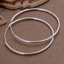 Earrings silver plated  earrings silver fashion jewelry earrings smooth round hoop jewelry wholesale free shipping ouoa LE042 2024 - buy cheap