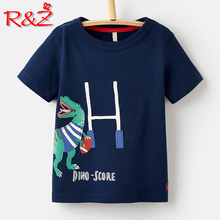 Camiseta para crianças r & z 2019 verão meninos europeus e americanos algodão em torno do pescoço camiseta impressão dos desenhos animados dinossauro manga curta 2024 - compre barato