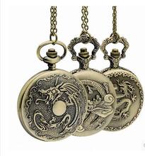 Mix with more style Retro Chinese Zodiac Bronze Dragon Pocket Watch with Pendant Necklace chain Quartz movement mens watches 2024 - buy cheap