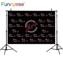 Funnytree logo sweet 18 birthday backgrounds photo studio party step and reapet photography black backdrop photocall Wallpaper 2024 - buy cheap