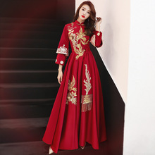 Chinese Traditional Embroidery Long Cheongsam Dress Vestidos Chinos Oriental Qipao Evening Gowns Classic Party Dress Size S-XXL 2024 - buy cheap
