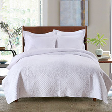 Комплект белого стеганого одеяла, покрывала на кровать, наволочки, хлопковое покрывало большого размера с вышивкой, летнее двуспальное одеяло, Франция, 3 шт. 2024 - купить недорого