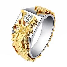 2018 nova moda dragão anel ouro cor dominadora masculino anel cheio de cristal anel jóias presente transporte da gota 2024 - compre barato