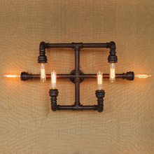 Retro Industrial Wall Lamp Vintage iron rust Water pipe Lamps E27 Loft Light Plated Indoor Lighting Home bedroom restaurant Deco 2024 - buy cheap