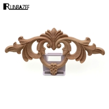 RUNBAZEF wood corner door home decor decoration accessories carved long flower pieces Applique miniature figurines ornaments 2024 - buy cheap