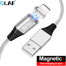 OLAF Magnetic Cable Fast Charging data Adapter Phone LED USB Cables Charger For iphone 8 7 6 plus 6s 5 5s 5c se x ipad mini cord 2024 - buy cheap