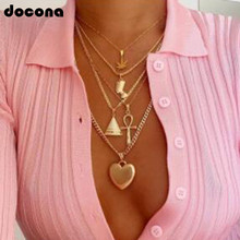 Docona-Colgante de varias capas para mujer, collar grande de Cruz de Metal dorado, triángulo, hoja, varias capas, estilo bohemio Punk, joyería de playa, 7106 2024 - compra barato