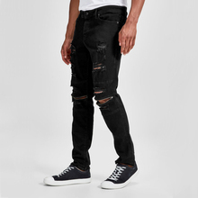 NEW Mens Brand zipper Black Jeans Skinny Ripped Destroyed Stretch Slim Fit Hop Hop Pants With Holes 2024 - buy cheap