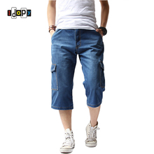 Классические джинсовые шорты Idopy в стиле пэчворк с карманами, винтажные джинсовые шорты до колен для мужчин 2024 - купить недорого